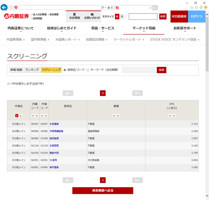 スクリーニング結果